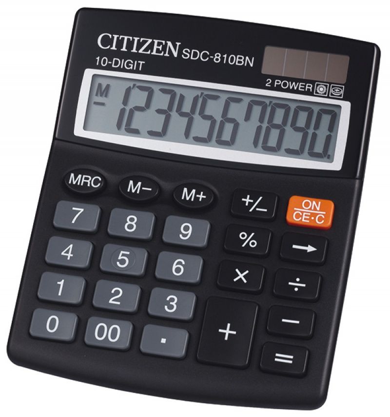 Office calculator CITIZEN SDC-810NR, 10 digits, 127x105mm, black