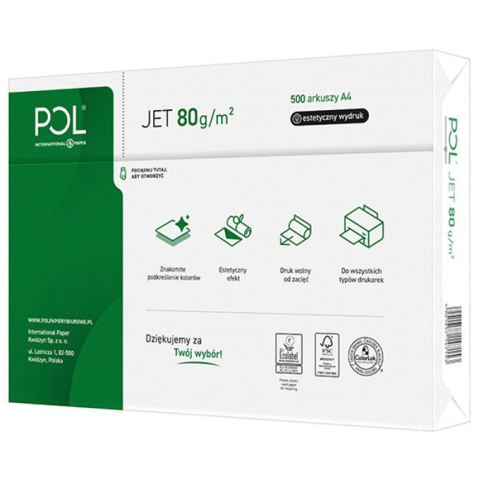 Copier paper IP POL JET, A4, class A, 166CIE, 80 gsm, 500 sheets