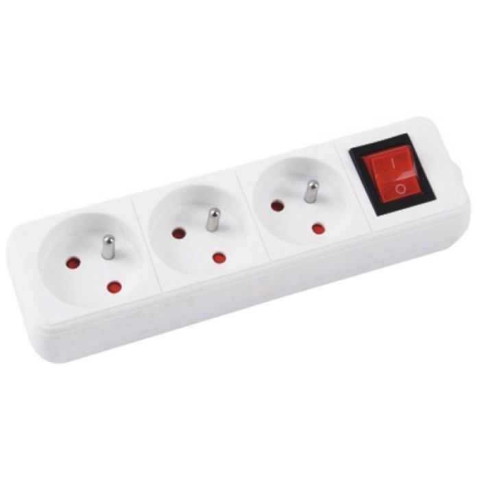 Przedłużacz OFFICE PRODUCTS, 3 gniazda, 3m, z uziemieniem i wyłącznikiem, biały