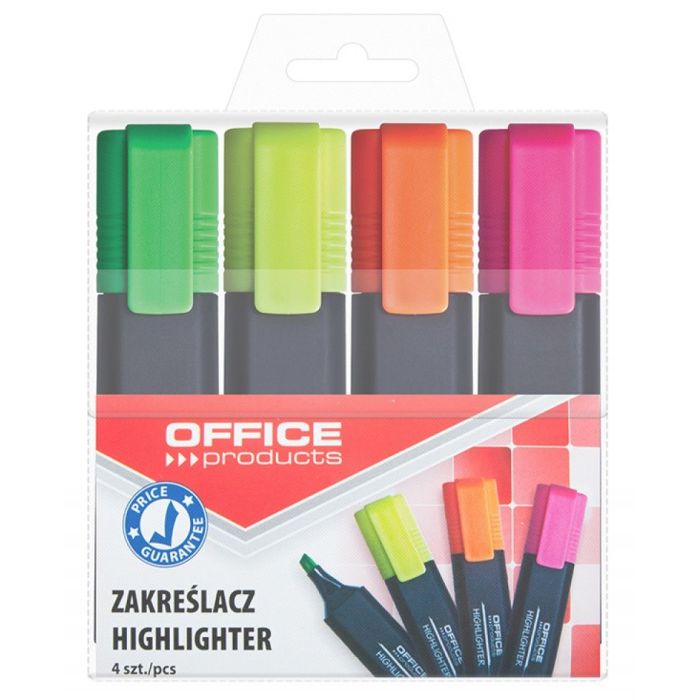 Highlighter OFFICE PRODUCTS, 1-5mm (line), 4pcs, assorted colours