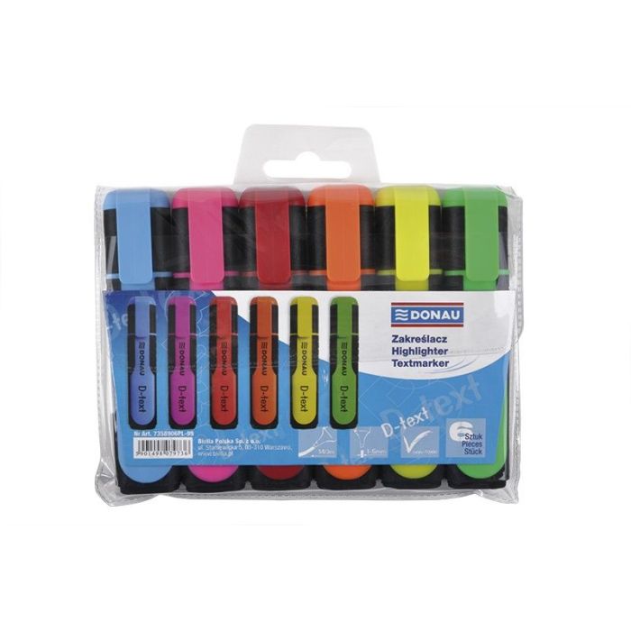 Highlighter DONAU D-Text, 1-5mm (line), 6pcs, assorted colours