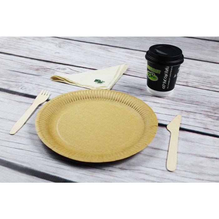 Talerz papierowy NATURE brązowy 23cm gramatura 300g, cena za 50 sztuk