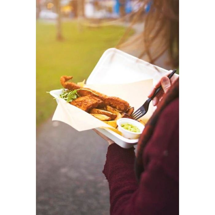 MENUBOX made of sugar cane fish&chips" VEGWARE 310x145x60mm fully biodegradable, 125 pieces"