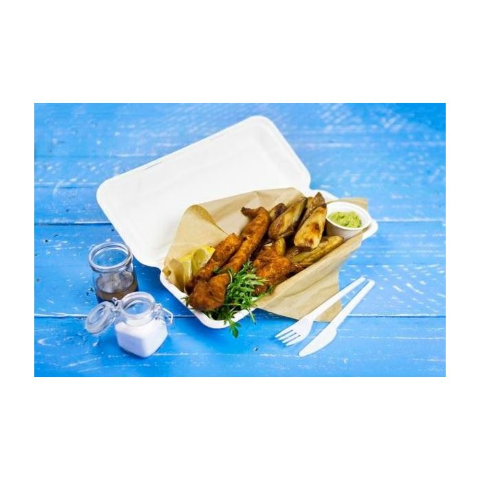 MENUBOX made of sugar cane fish&chips" VEGWARE 310x145x60mm fully biodegradable, 125 pieces"
