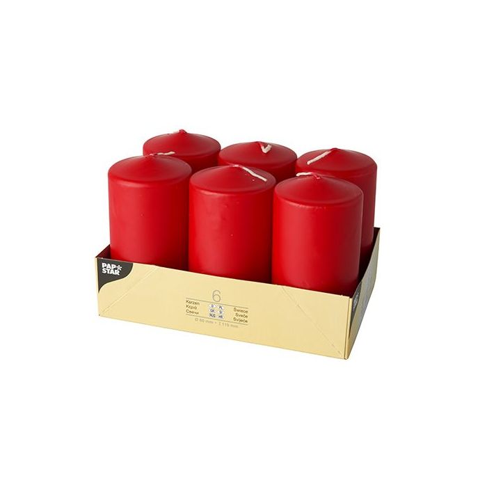Tuskógyertyák 11,5 cm piros átmérő 6 cm op. 6 db. 6 db