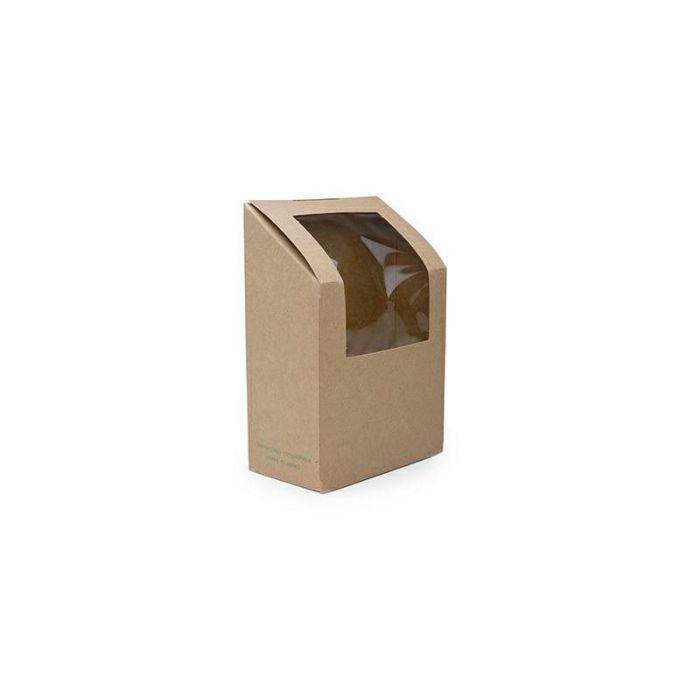 Pudełko na tortillę kraft z oknem PLA 50x95x135, biodegradowalne op. 500 sztuk