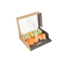 SUSHI box 25x15x4.5cm, pack of 50, kraft/black OP-07