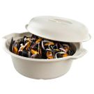 Sugar cane bowl 1700ml white with lid, PBAT coating, biodegradable, 20 sets.
