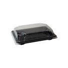 Pojemnik SUSHI na wynos 16,5x11,5cm czarny spód + krystaliczna pokrywka ANTIFOG kpl 50 sztuk