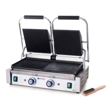 Grill kontaktowy podwójny - ½ gładka, ½ ryflowana kod 263907