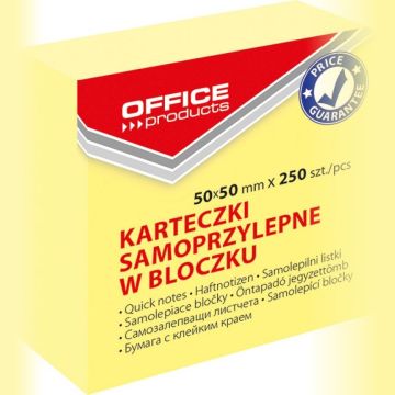 Mini self-stick notes cube pad OFFICE PRODUCTS, 50mmx50mm, 250 sheets, pastel, light yellow