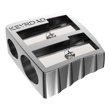 Pencil sharpener KEYROAD, aluminium, double, display packing, silver