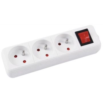 Extension Leads OFFICE PRODUCTS, 3 sockets, 3m, switch, white