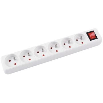 Extension Leads OFFICE PRODUCTS, 6 sockets, 5m, switch, white