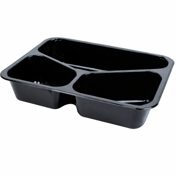 T B 225/175/3 H43 G CPET container, pack of 300, DUNI black, 3 compartments