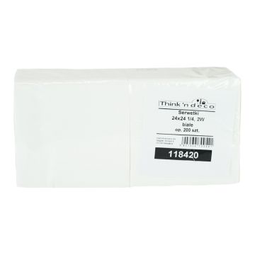 Serwetki 24x24 2W 1/4 TnD biała