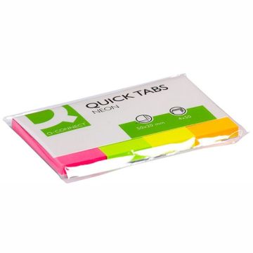 Filing Index Tabs Q-CONNECT, paper, 20x50mm, 4x50 tabs, assorted colours
