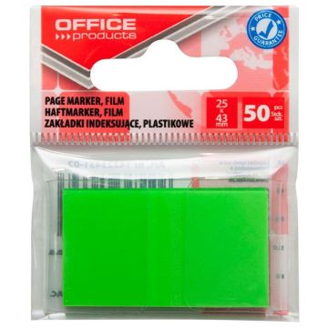 Filing Index Tabs OFFICE PRODUCTS, PP, 25x43 mm, 50 tabs, polybag, green