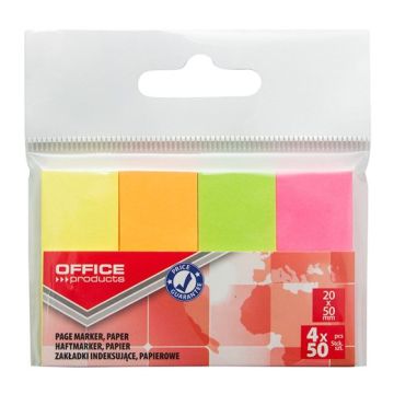 Filing Index Tabs OFFICE PRODUCTS, paper, 20x50 mm, 4x50 tabs, polybag, neon assorted colors