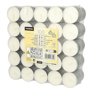 Podgrzewacze 4-godzinne op.100szt. białe średnica 39mm h15mm TEALIGHTS (k/10)