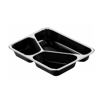 Three-part black CPET catering sealing container 820 ml