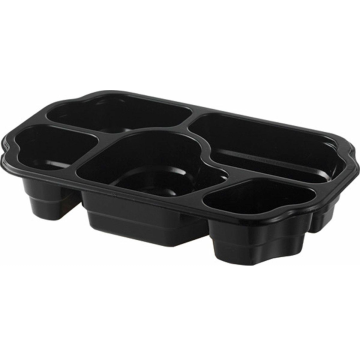 T B 250/159/5 H46 G poj.zgrzew op.240szt. 940ml, wysokość 4,6cm, czarny, 5-komorowy TAKE-AWAY