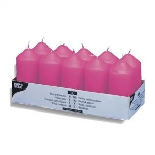 Pillar candles 9cm, 10pcs dark pink