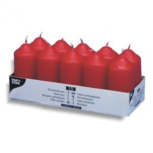 Pillar candles 9cm, 10pcs red