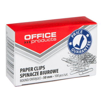 Office paper clips, 50 mm, OFFICE PRODUCTS, round, pack of 100 (k/10)