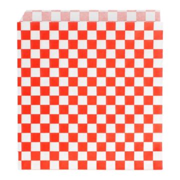Red Check greaseproof paper bag, open 2 sides FITIPALDI 16x16,5cm a.500pcs. PFAS Free