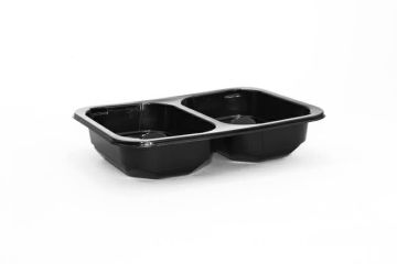 Welding container 2x250ml height 3.6 cm black, 2 chambers, smooth, 50 pieces