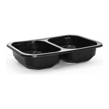 Welding container 2x250ml height 3.6 cm black, 2 chambers, smooth, 50 pieces