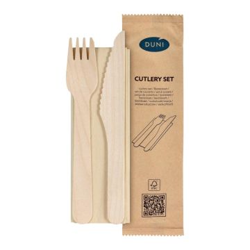 Wooden cutlery set: knife, fork, napkin, a.250pcs