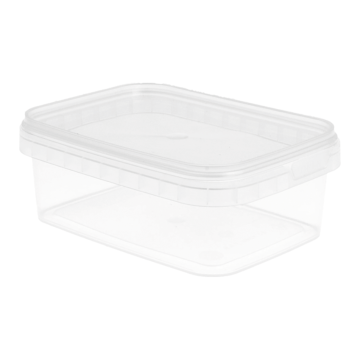 Rectangular PP container 280 ml with lid 12 x 8.8 x 4.2 cm, transparent, pack of 420 pcs. REUSABLE