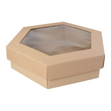 Pudełko cateringowe Party Box premium z okienkiemc, op.10szt. TnG (sześciokątne)