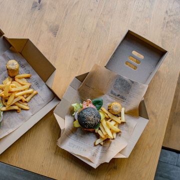 Pudełko burger XXL rozkładane, brązowe 15x15x10 cm, op. 100 sztuk