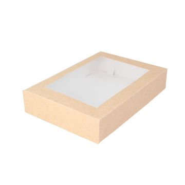 Pudełko sushi kraft z okienkiem 260x190x50 mm 140 szt OP-11