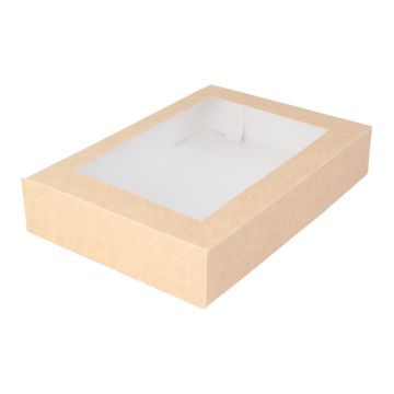 Pudełko sushi kraft z okienkiem 260x190x50 mm 140 szt OP-11