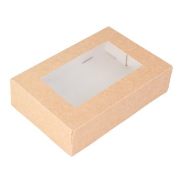 Pudełko sushi kraft z okienkiem 190x130x50 mm 140 szt. OP-05