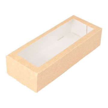 Pudełko sushi kraft z okienkiem 220x90x50 mm 300 szt OP-02