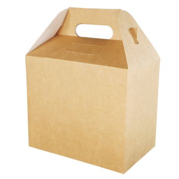 Pudełko z uchwytem 202x123x176 na zestawy obiadowe, brązowe op. 100 sztuk