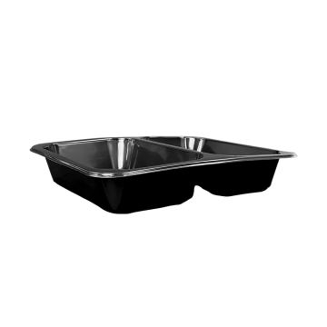 Pojemnik cateringowy do zgrzewu dwudzielny czarny PP 950 ml