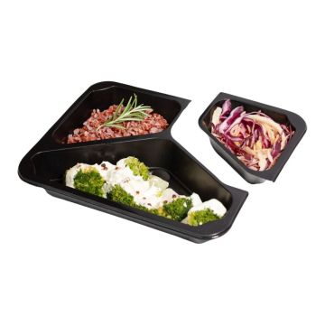 T B 227/178/3 H4 GWP sealing container pack of 50 pcs height 4cm black, tripartite, smooth TnP (k/8) REUSABLE