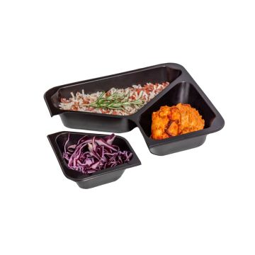 T B 227/178/3 H5 GWP sealing container pack of 50 pcs height 5cm black, tripartite, smooth TnP (k/8) REUSABLE