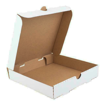 Pizza boxes 33x33cm, pack of 100, rounded corners, height 3.5cm, white and grey TnP