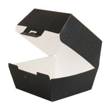 HAMBURGER BOX BLACK LARGE pack of 50 pieces 130x125x90mm (box/10)