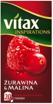 Herbata VITAX Inspirations, żurawina z maliną, 20 torebek op. 1 szt.