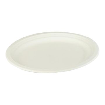 Oval sugarcane plate, 32 cm, pack of 50, white, 32x25x2,4 cm (per 10)