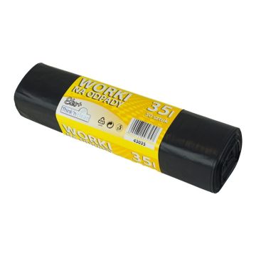 Worki na odpady LDPE 35l EKO+ czarne, 50 szt. na rolce