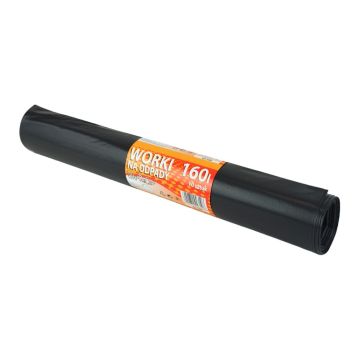 Worki na odpady LDPE 160l HoReCa+ czarne, 10 sztuk na rolce